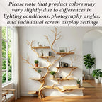 Live edge tree branch bookshelf solid wood wall shelf