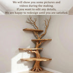 Corner driftwood bookshelf tree branch shelves