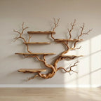 Tree branch unique wall mount bookshelf art floating shelf