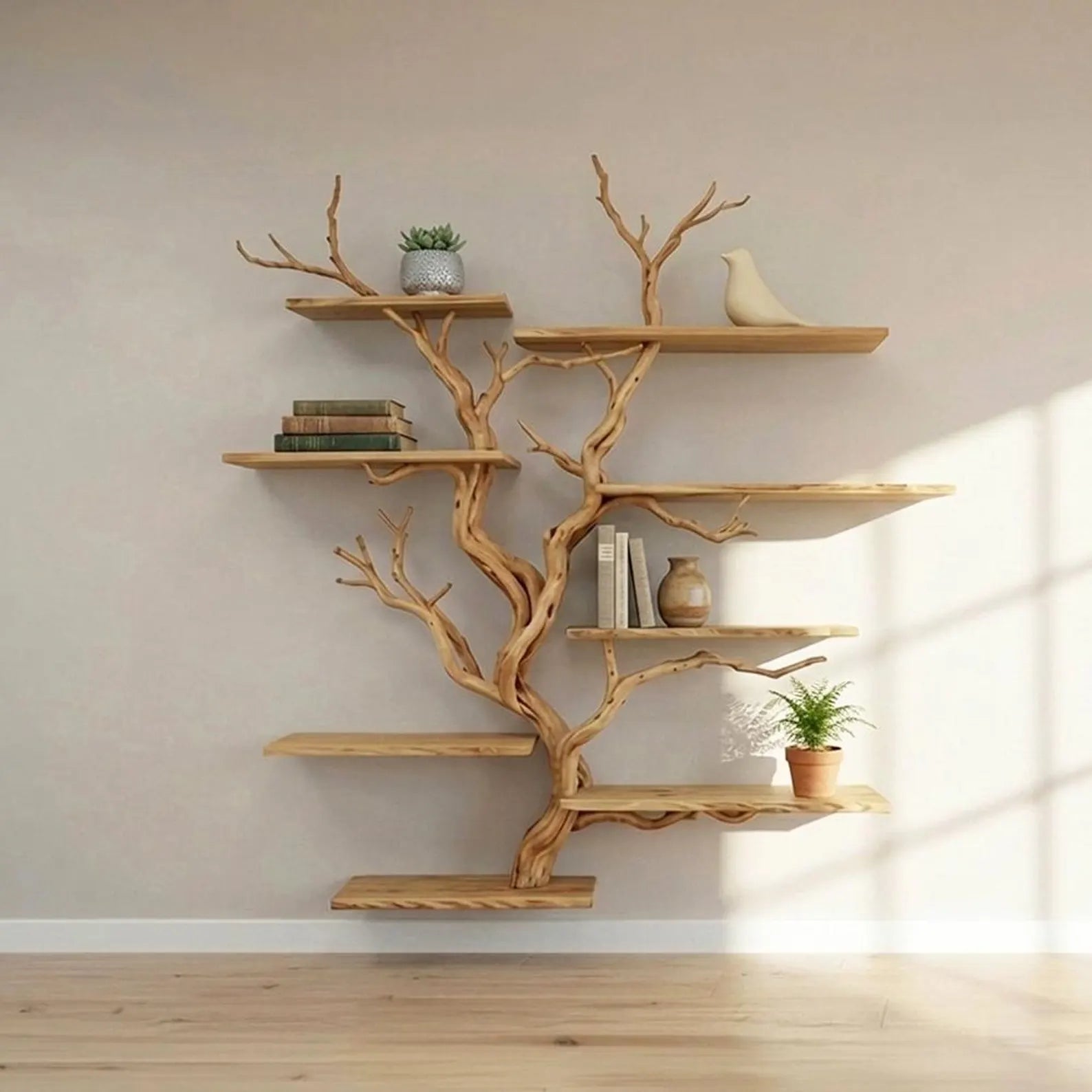Tree branch shelf floating unique bookshelf