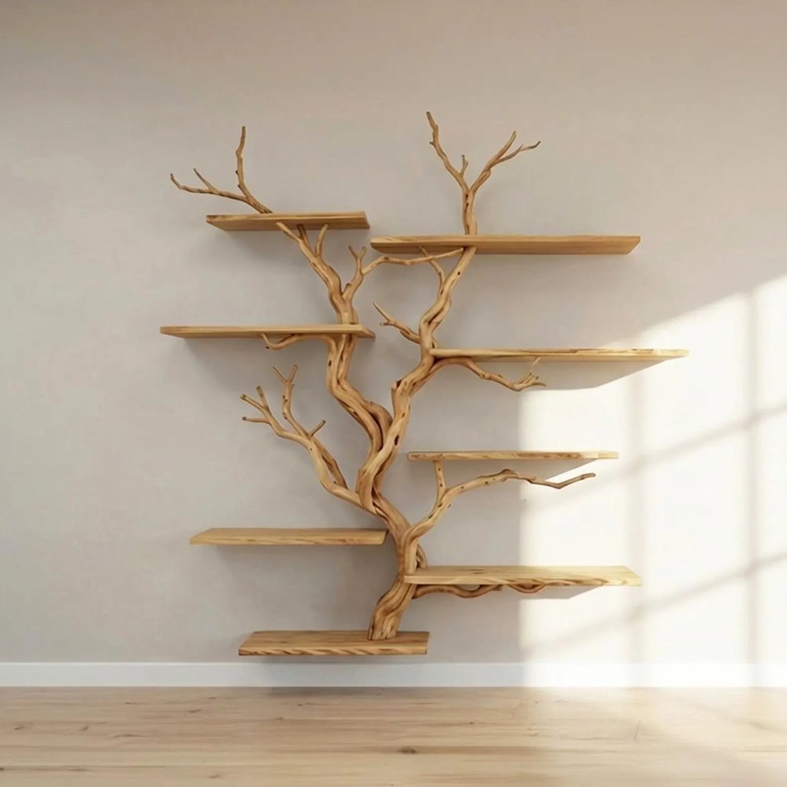 Tree branch shelf floating unique bookshelf