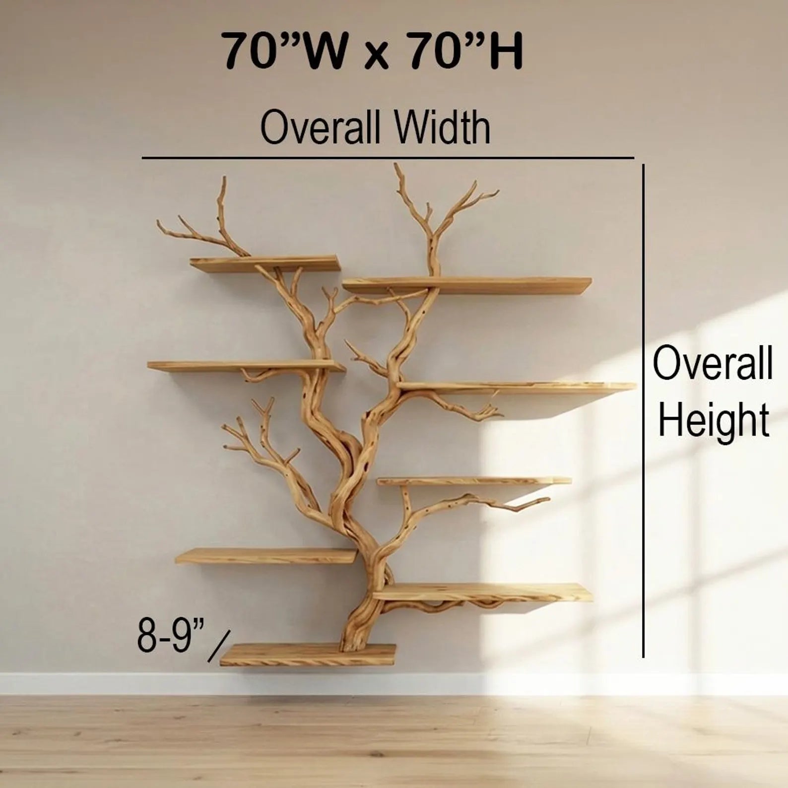 Tree branch shelf floating unique bookshelf