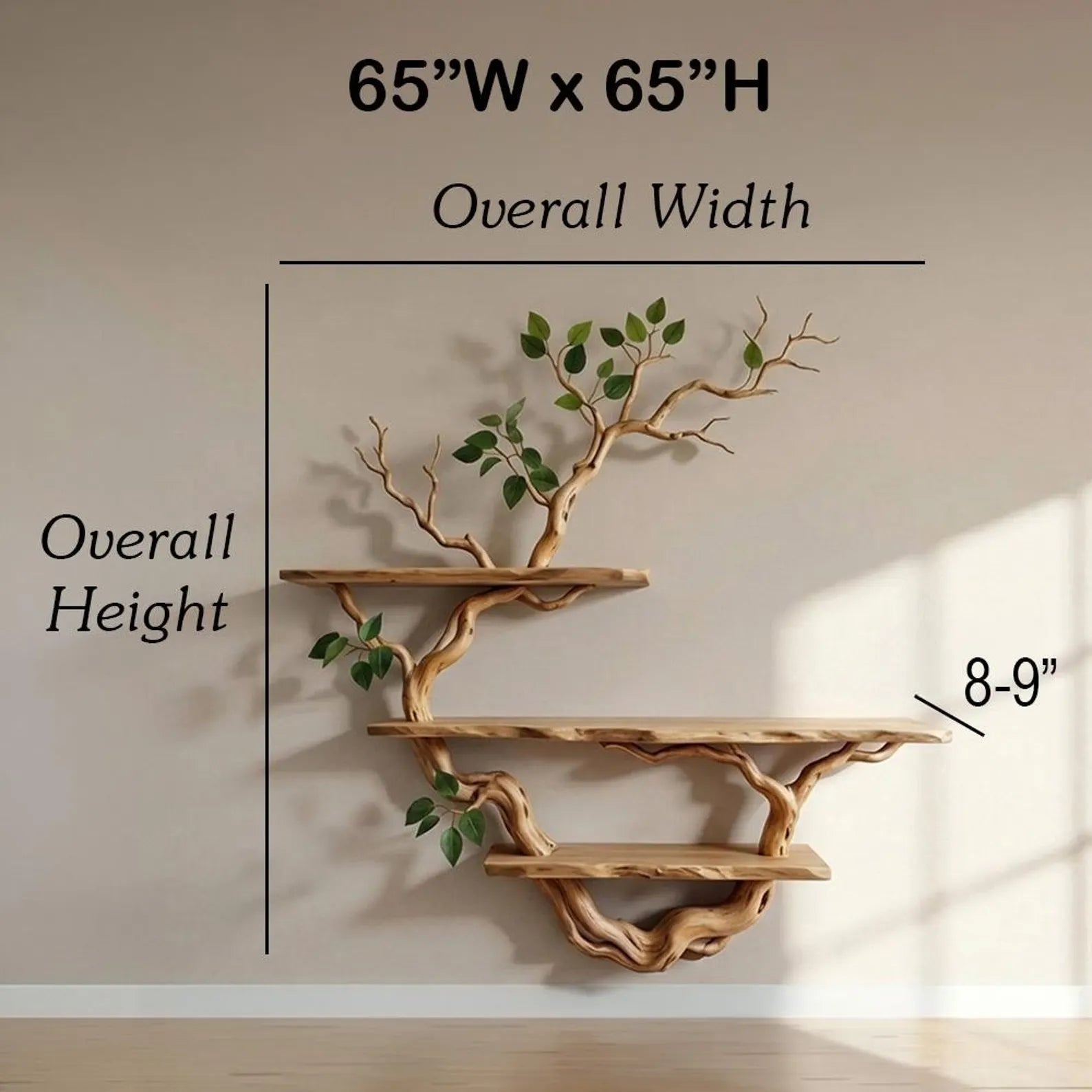 Rustic tree branch floor standing bookshelf