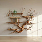 Tree branch unique wall mount bookshelf art floating shelf