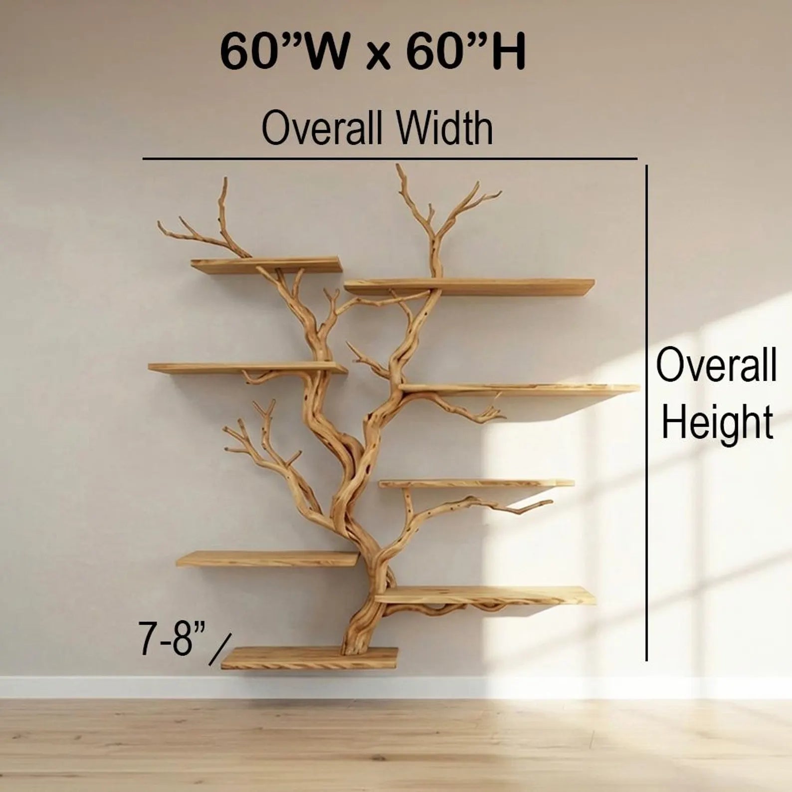 Tree branch shelf floating unique bookshelf
