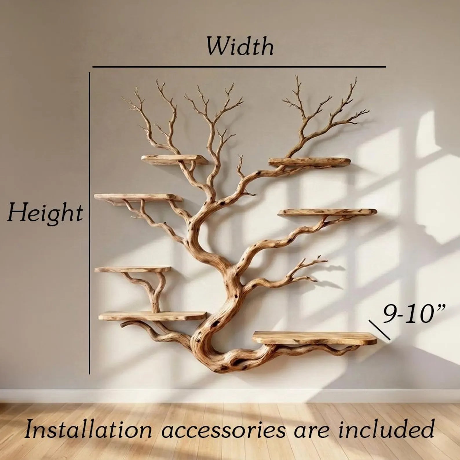 Tree branch wall display shelf driftwood floating book shelf