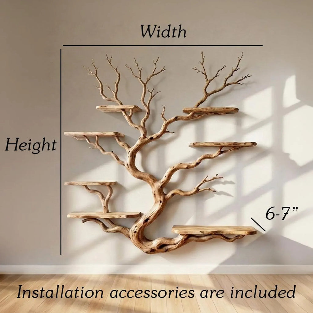 Tree branch wall display shelf driftwood floating book shelf