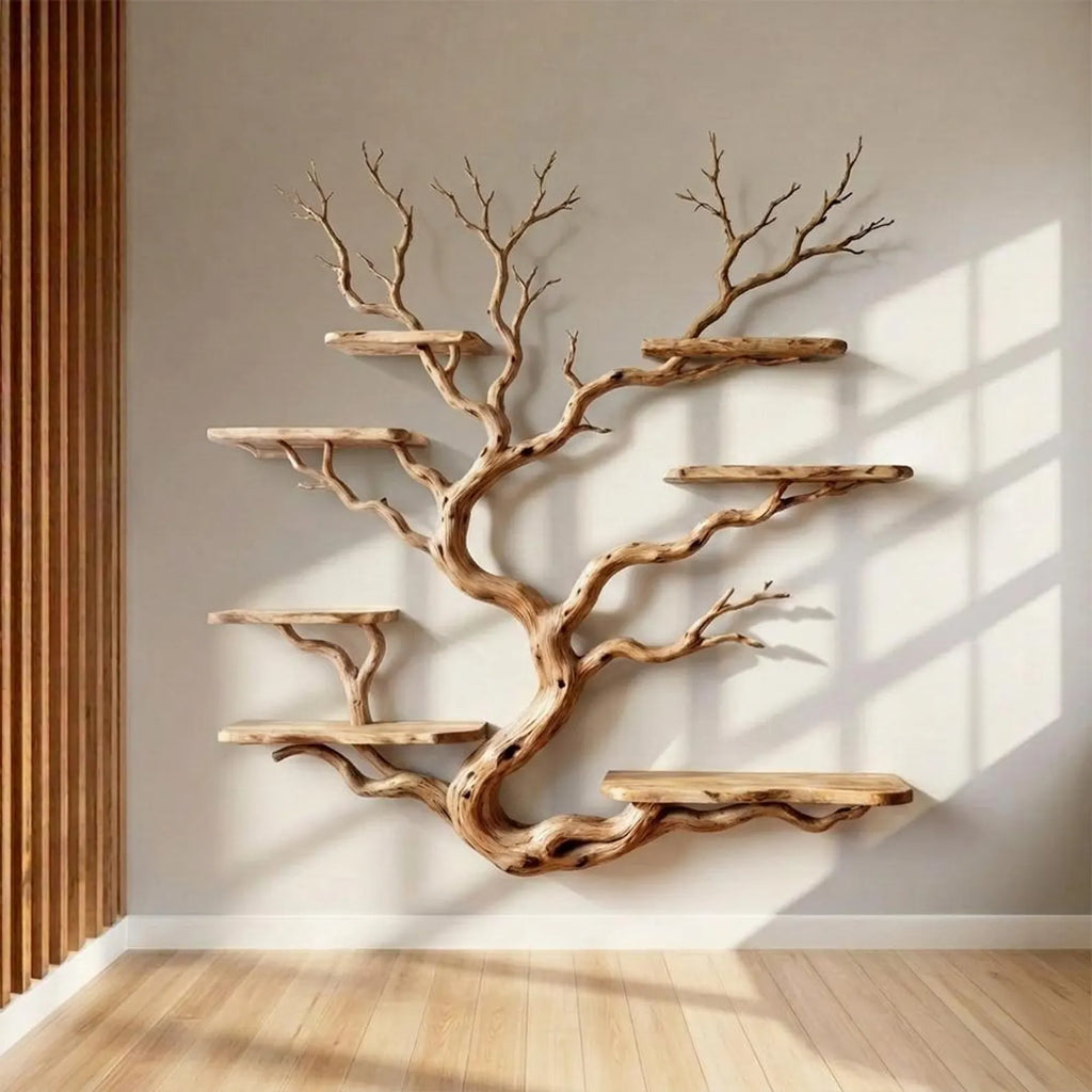 Tree branch wall display shelf driftwood floating book shelf