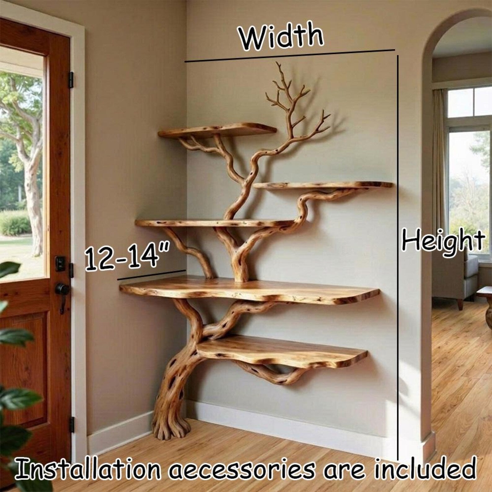 Corner tree branch shelf decorative floor bookshelf