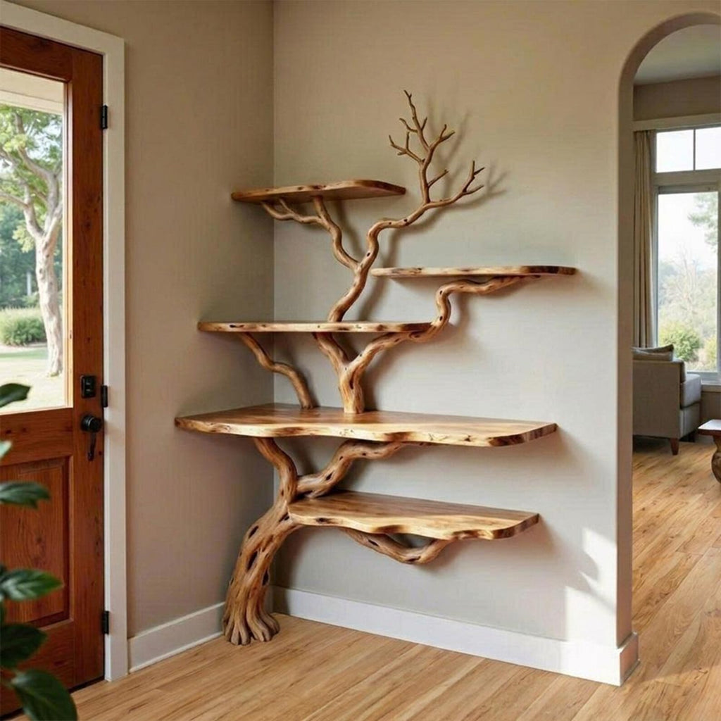 Corner tree branch shelf decorative floor bookshelf