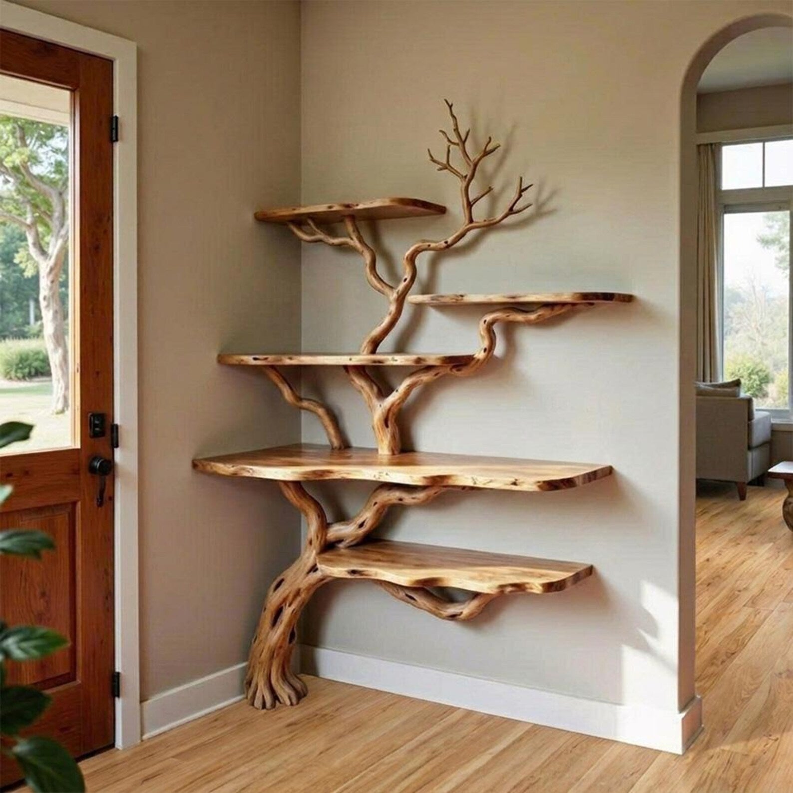 Corner tree branch shelf decorative floor bookshelf