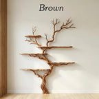 Natural tree branch floor shelf rustic display wood shelves