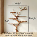 Natural tree branch floor shelf rustic display wood shelves