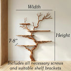 Natural tree branch floor shelf rustic display wood shelves
