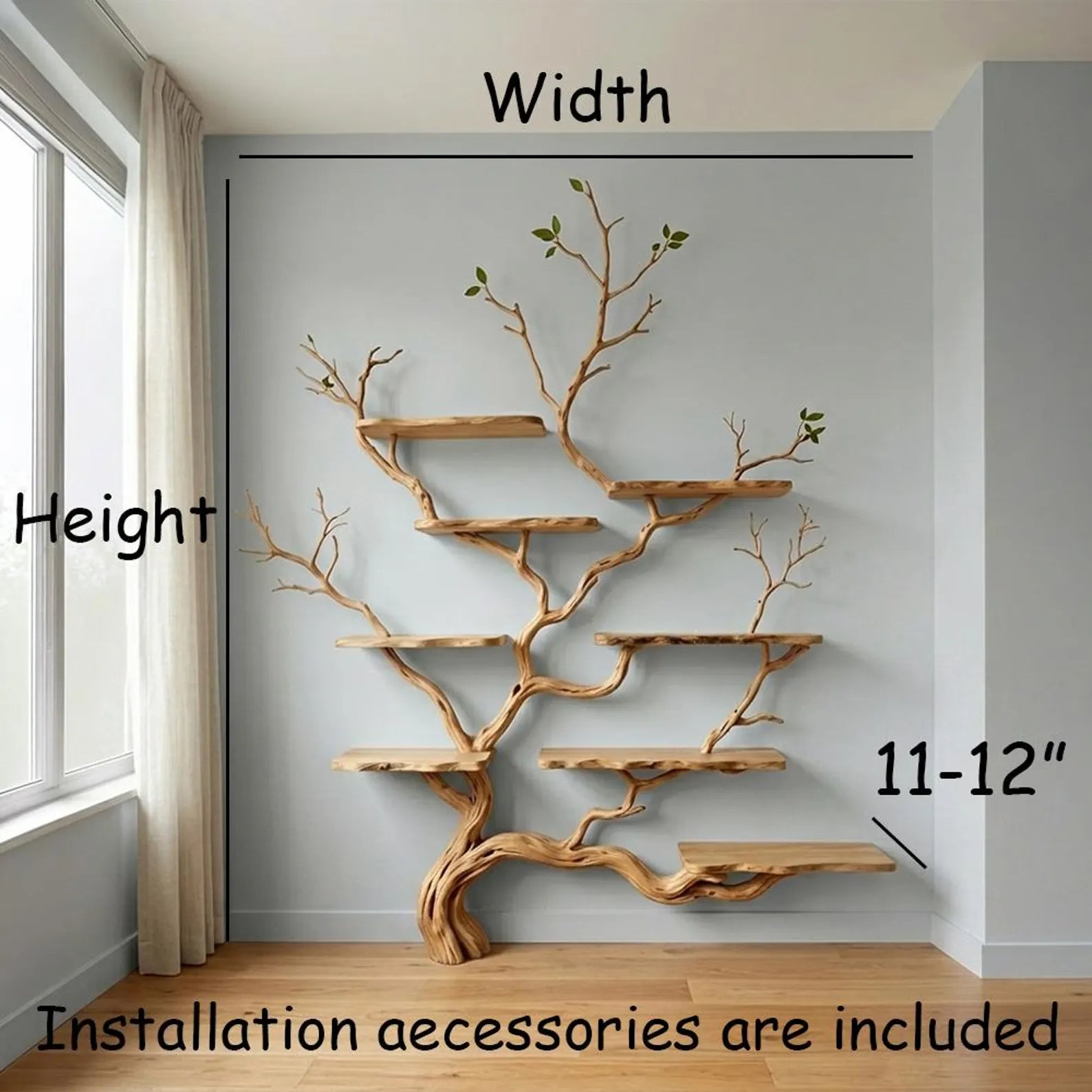 Rustic tree branch floor standing bookshelf