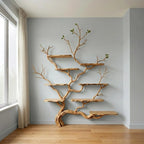 Rustic tree branch floor standing bookshelf