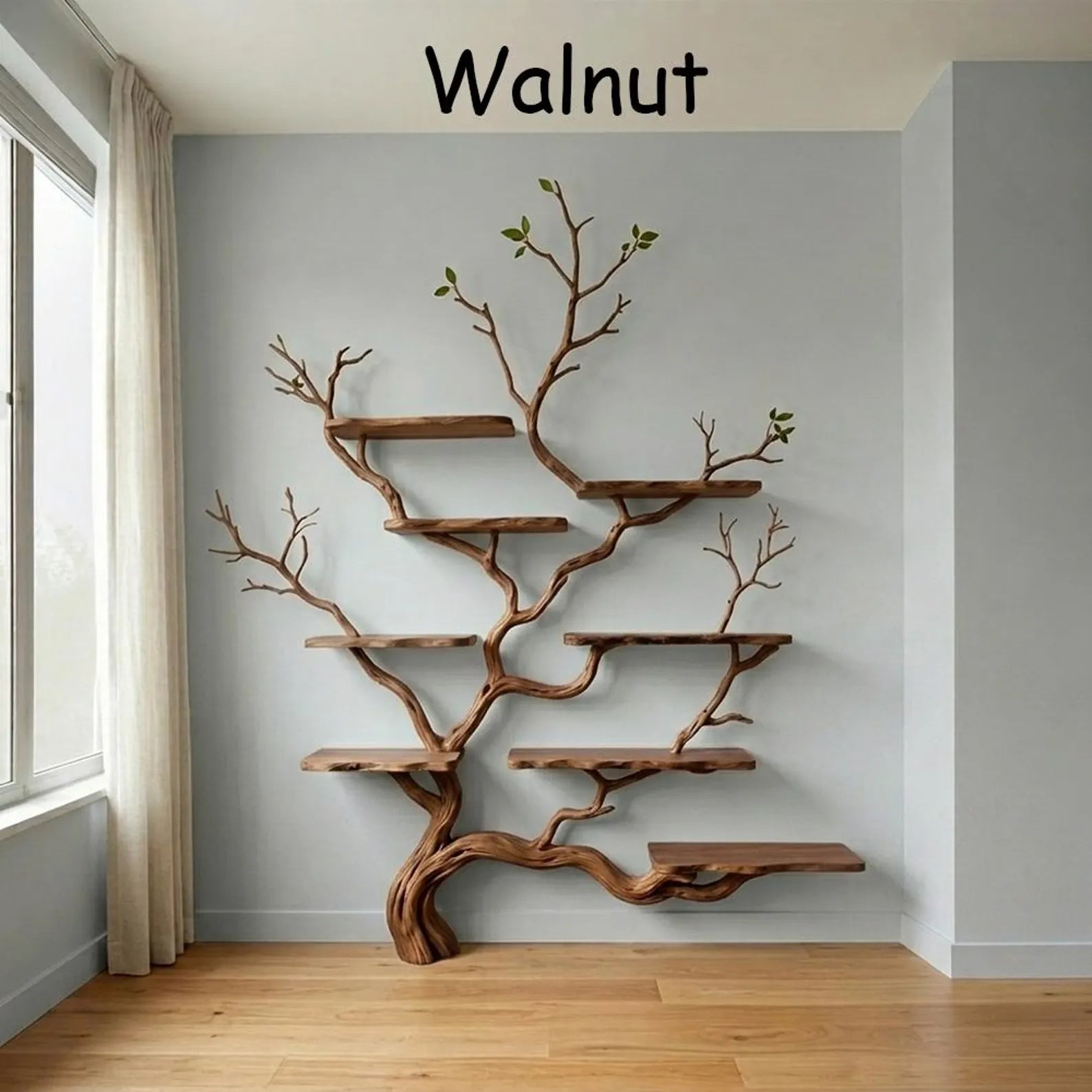 Rustic tree branch floor standing bookshelf