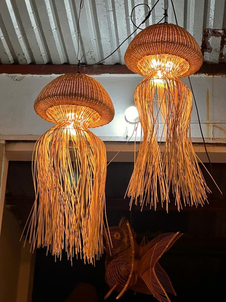 Jellyfish lamp hanging rattan pendant light art deco lamp