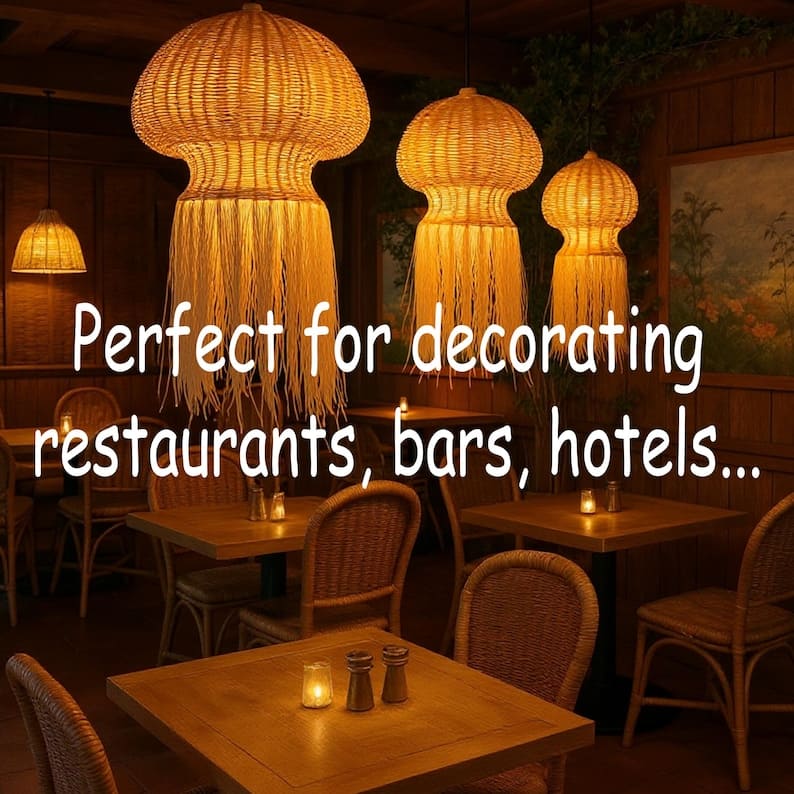 Jellyfish lamp hanging rattan pendant light art deco lamp