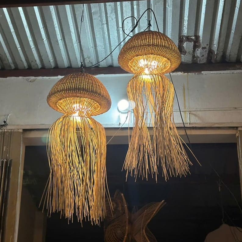 Jellyfish lamp hanging rattan pendant light art deco lamp
