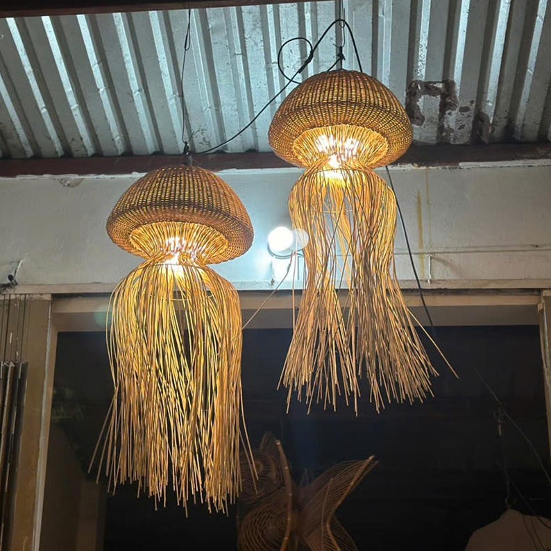 Jellyfish lamp hanging rattan pendant light art deco lamp