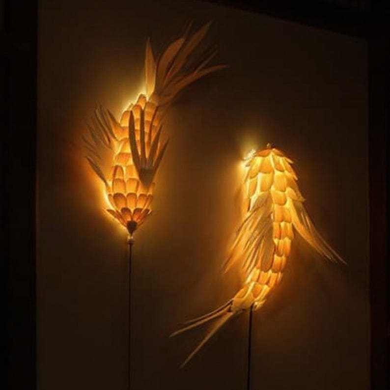 Woven fish ceiling light or wall mount lamp rustic decor home