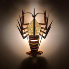 Fish crab lobster rattan wall lamp for coastal decor