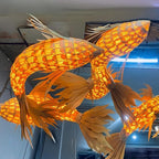 Woven fish ceiling light or wall mount lamp rustic decor home