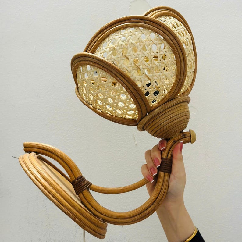 Flower rattan wall sconce for living room decor