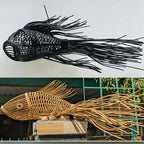 Fish pendant lamp unique wicker handmade art deco lamp