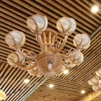 Rattan pendant light extra large wicker flower lampshade hanging