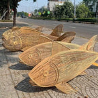 Fish rattan ceiling light for coastal home decor