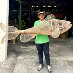 Fish rattan ceiling light unique art deco lamp hanging