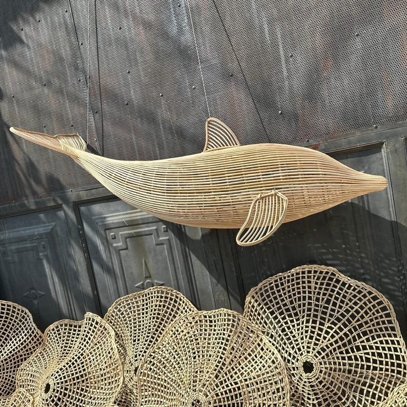 Dolphin rattan ceiling light kitchen island decor