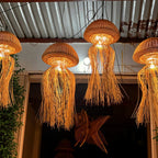 Jellyfish lamp hanging rattan pendant light art deco lamp