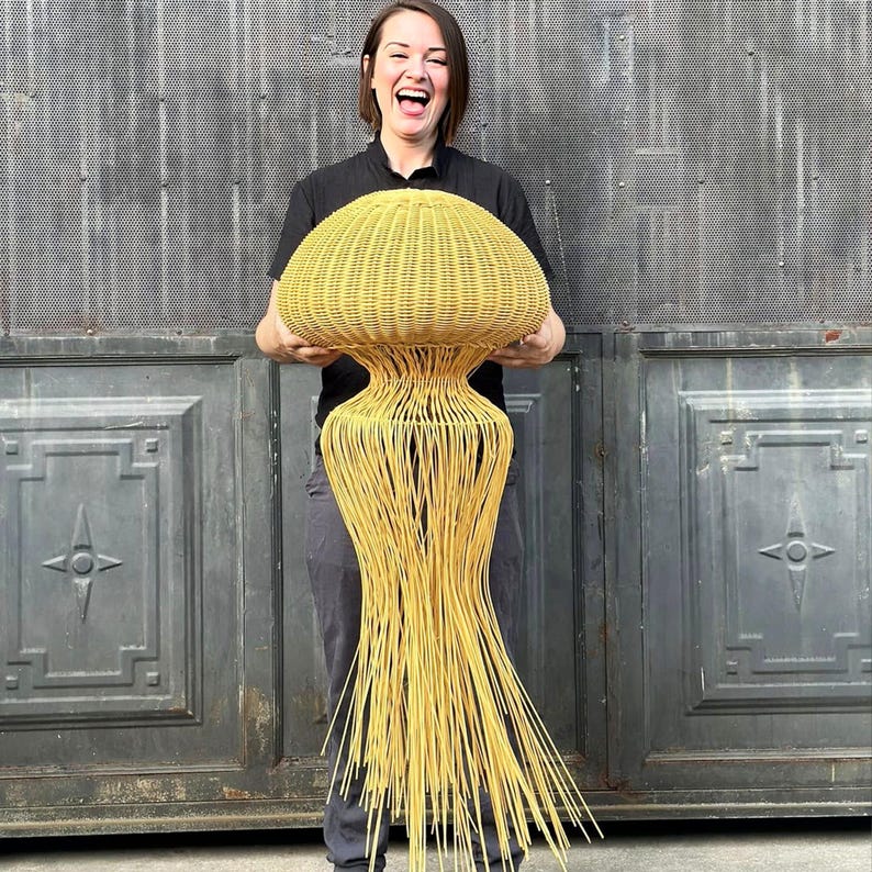 Jellyfish lamp hanging rattan pendant light art deco lamp
