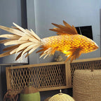Fish ceiling light wood veneer lamp handcrafted art decor