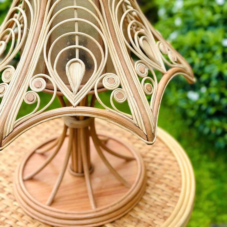 Vintage rattan bedside table lamp for elegant home decor