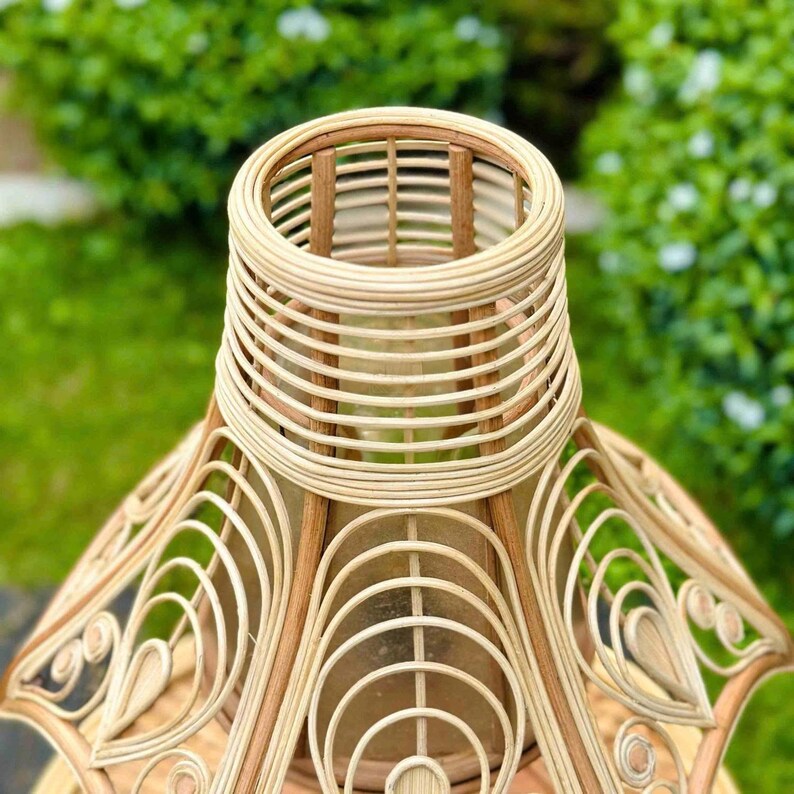 Vintage rattan bedside table lamp for elegant home decor