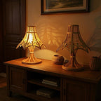 Vintage rattan bedside table lamp for elegant home decor