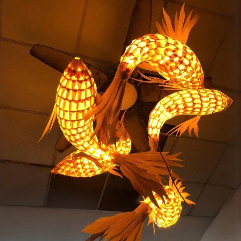 Woven fish ceiling light or wall mount lamp rustic decor home