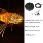 Large koi fish wood veneer ceiling light restaurant decor