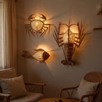Wall sconce fish light rattan crab lamp lobster lampshade sconce night lighting