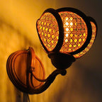 Flower rattan wall sconce light fixture living room decor