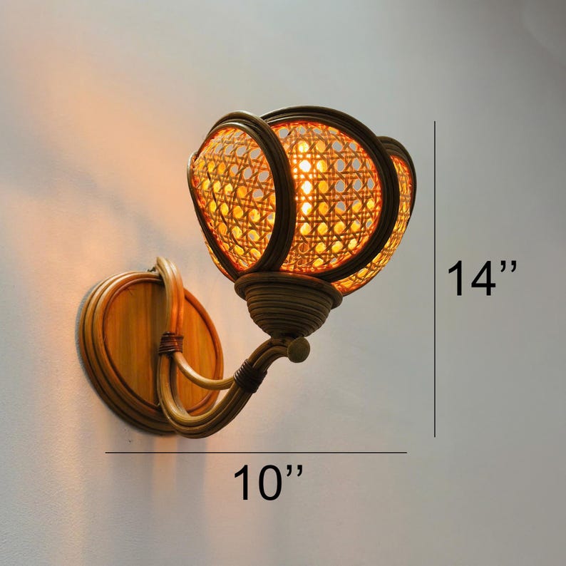 Flower rattan wall sconce for living room decor