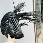 Fish pendant lamp unique wicker handmade art deco lamp