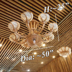 Rattan pendant light extra large wicker flower lampshade hanging