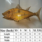 Fish rattan ceiling light for coastal home decor