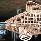 Fish rattan ceiling light unique art deco lamp hanging