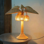 Palm rattan floor lamp for rustic home decor